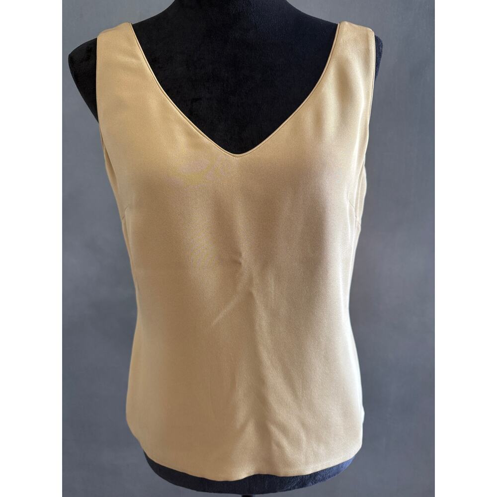 Richard Tyler Couture Silk Gold Tank With Side Zipper Size 8